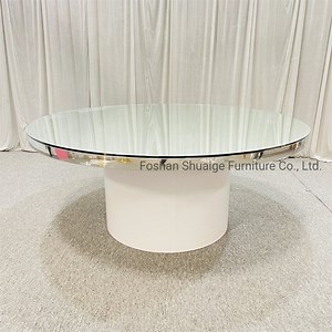 [Hot Item] Luxury Wedding Party Furniture Stainless Steel Mirror Glass Cake Table