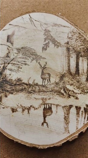 - Woodburning • deer • forest • pirography -