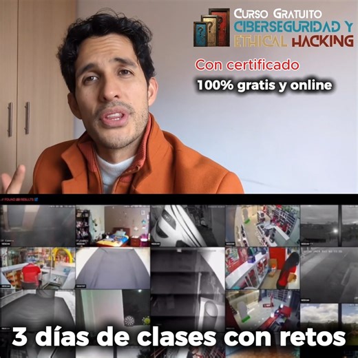 ¿Trabajas en Ciberseguridad? Especialízate en Ethical Hacking y aprende a encontrar cámaras expuestas, romper Wi-Fi y generar reportes reales 👇 En este CURSO GRATUITO de 3 DÍAS empieza desde cero y conoce herramientas como Nmap, Metasploit, Burp Suite, OSINT y hacking móvil con laboratorios reales. 👉 6 horas en vivo certificado gratuito. 👉 Enlace de inscripción: https://www.hacker-mentor.com/registro-ciber-hacking-o . . . . #Ciberseguridad #HackingEtico #Pentesting #CursoGratis | Hacker Mento