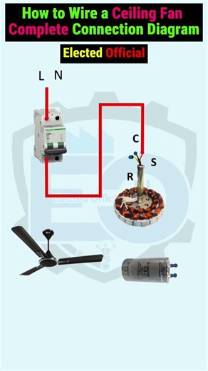 How to Wire a Ceiling Fan - Complete Connection ⚡ Diagram#homewiring#fan#industrial#electrician
