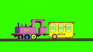 Cartoon Train on Moving Tracks (Green Screen): Loop + Matte