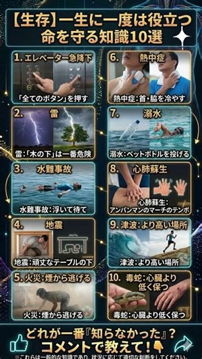【生存】一生に一度は役立つ「命を守る知識」10選 #雑学 #サバイバル #防災