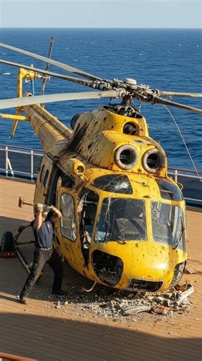 Helicopter Recycled on Ocean Vessel | AI Process#automobile #airplane #vehicles #shorts