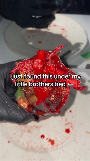 Just found this chamoy pickle under my brothers bed 😂😂 #brother #bed #joke #funny #yera