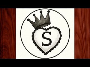 "Crown Heart Drawing with Letter S | Easy Pencil Sketch for Beginners"