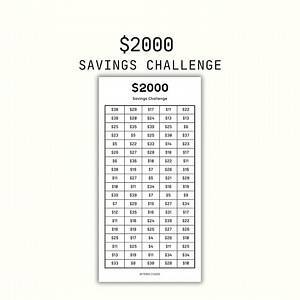 2000 Dollar Savings Challenge - Printable - Digital Download - PDF - Savings Challenge and Budget Savings Tracker - Etsy