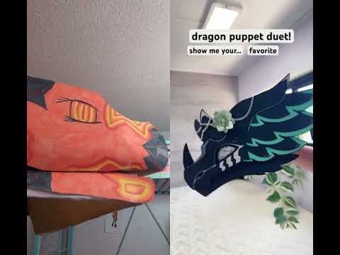 DRAGON PUPPET REVEAL! (making more this weekend!!!) #paperdragon #dragon #duet #funny #art #artist