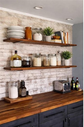 Farmhouse Kitchen Shelves, Rustic Solid Wood Wall Shelves, Floating Wall Decor, Vintage Farmhouse Shelves, Kitchen Storage and Display - Etsy