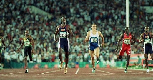 Pause, rewind, play: Michael Johnson’s historic double gold at 1996 Atlanta Olympics – in gold shoes