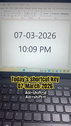Today date and time shortcut key #shortcutkeys #msword #viral