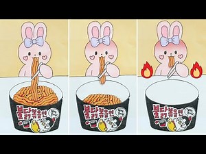 Paper DIY 🔥불닭볶음면 종이놀이 | 상황극 | Spicy Fire Noodles Paper MUKBANG