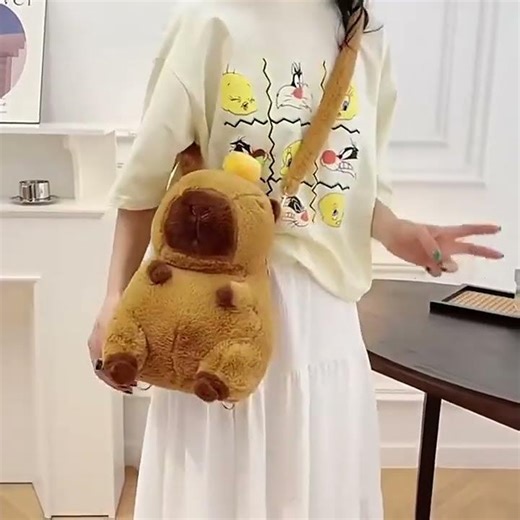 Youre living your softest life with the Kawaii Capybara Plush Backpack! #shortvideo #shorts