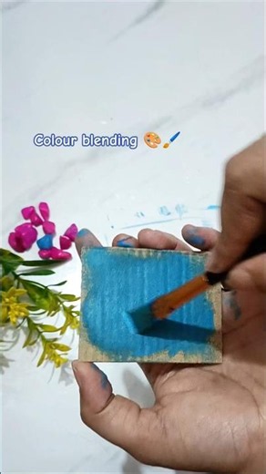 Colour Blending Technique 🎨 | Acrylic Painting on Cardboard #shorts