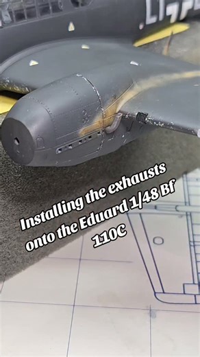 Bradford on Instagram: "Installing the exhausts onto the Eduard 1/48 Bf 110C #nightfightergb @eduardmodels @hammerheadmodelmaking #eduard #bf110 #bf #110 #airplane #airforce #warbird #aviation #hobby #scalemodel #scalemodels #scalemodeler #modelkits #modelkit #modelkitbuild #plasticmodel #satisfying #satisfyingvideo"