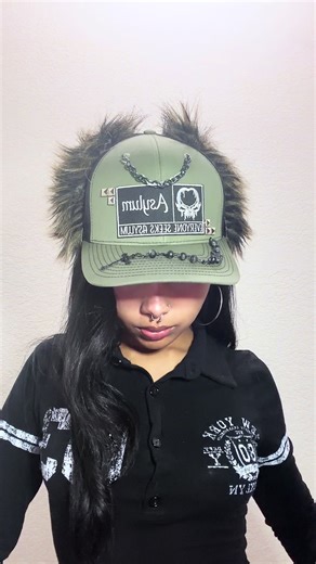 furry hat time! #fyp #fashion #sewing #diy #thriftflip | hat