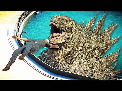 Monsterverse GODZILLA EATING HUMANS!! - Jurassic World Evolution (ゴジラ 2021 Mod)