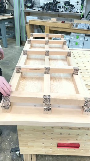 Half lap joints with the RAS to make a wood table skirt grid #joinery s #wood #work | Mike Dombrowski