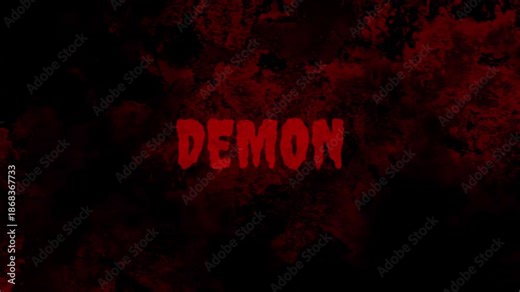 Demon Horror Typography with Red Grunge Background - Satanic Possession and Evil Spirit Overlay