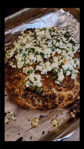 Whole Roasted Cauliflower with Feta and Greek Honey #healthy #cooking