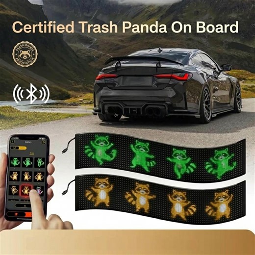 Funny Raccoon LED Car Window Display, App Controlled RGB Matrix Sign - Etsy