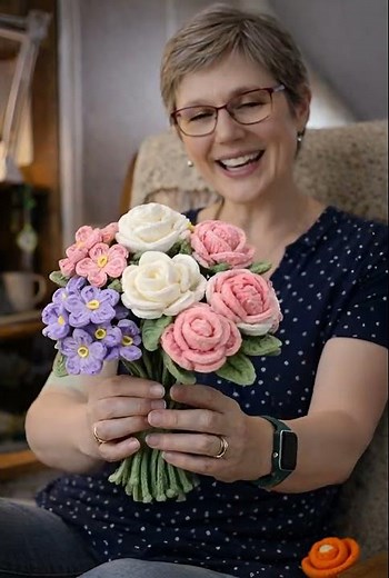 Crochet Flower Bouquet Pattern PDF, Amigurumi Flowers with Stems, Mother’s Day Gift