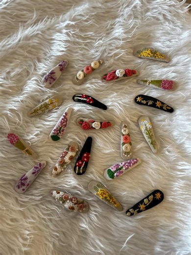 Hand Embroidery Hair Clips - Etsy