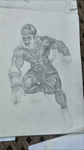 My Second graphite pencil hanuman ji realistic sketch 🚩🕉️😍📈📈 #graphitepencil #short #hanumanji