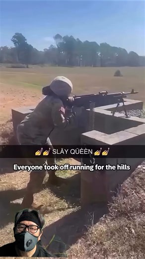 Her machine gun handling is dangerous! 😂 #military #target practice #fail #army