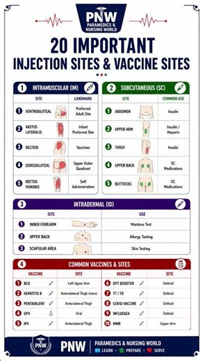 Injection Sites & Vaccine Sites in One Shot 💉 | Nursing Officer Exam | NORCET PYQ #shorts