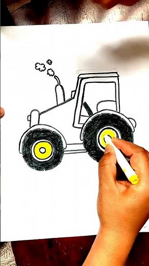 🚜 Easy Tractor Drawing and Coloring for Kids | #viral #trending #tractor #easydrawing
