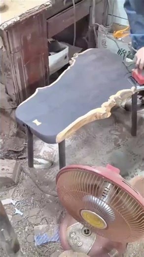 smoothing grey concrete board surface using red electric hand sander #shorts