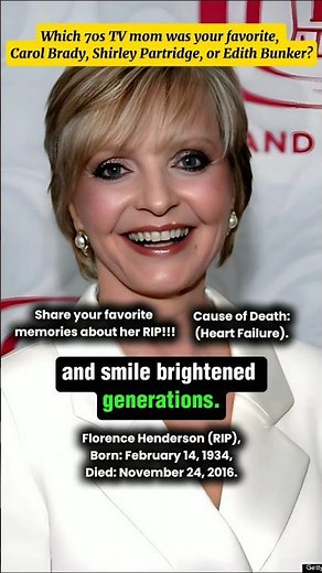 RIP Florence Henderson (1934-2016) - America's beloved TV mom from 'The Brady Bunch' #rip #legend