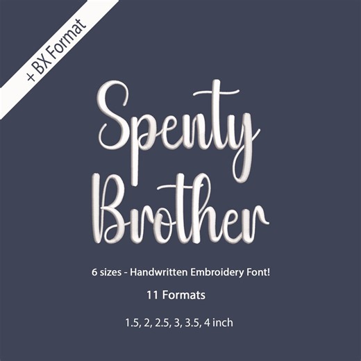 Spenty Brother Cursive Machine Embroidery Font, Script Alphabet Satin Stitch Font Boho Signature, 6 Sizes, 11 Formats   BX Font - Etsy