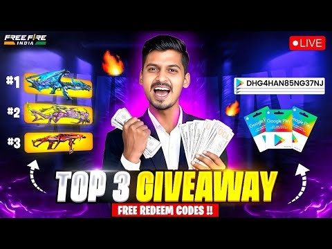 Free Redeem Code Giveaway ‼️ 100₹ Or Top3 Giveaway ‼️ Free Fire Live !! Ff Live