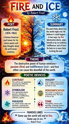 Fire and Ice Poem Simplified | Theme, Summary & Literary Devices cbse2026 #english10 #ncert #shorts