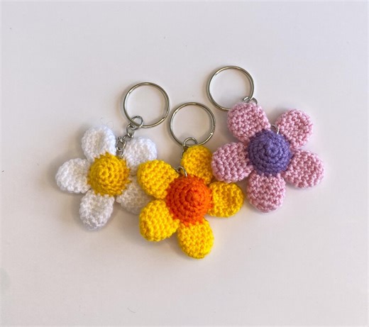 Handmade Spring Crochet Keychains • Flower Amigurumi Charms • Gift Basket Filler - Etsy