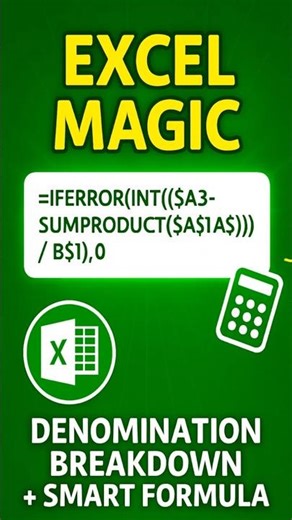 Excel-ல் Magic Formula பணத்தை நொடியில் பிரிக்கலாம்! 💸 Cash Denomination in Tamil #excelhacks