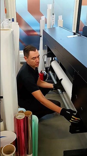 How we install a huge roll of vinyl film for the wall decal print.