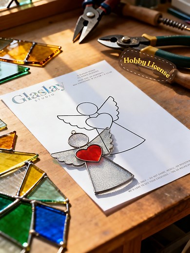 Angel Holding Heart Stained Glass Pattern - Beginner Friendly Stained Glass Template – DIY Angel Suncatcher – Instant Download Hobby License - Etsy