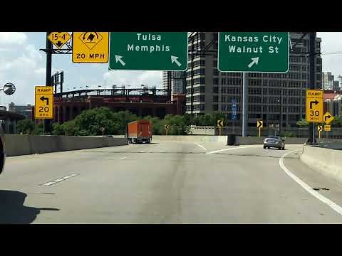 Driving through Downtown St. Louis, MO southbound