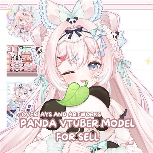 LIVE 2Dモデル パンダアーティストガール Vtuberモデル 販売中 [既製Vtuberモデル/YouTube Twitchストリーム/フルリグ/すぐに使用可能/Vtube Studio] - Etsy 日本