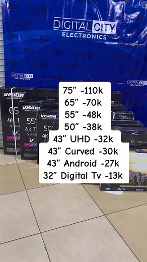 Vision Plus tvs #visionplustv #visionplus32inch #visionplus43inch #visionplus50inches #visionplus55inches #visionplus65inches #visionplus75inches #digitalcityelectronics #kenyantiktok #electronics