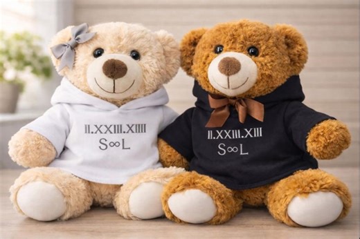 Personalized Teddy Bear With Hoodie, Roman Numeral Date, Wedding Anniversary - Etsy