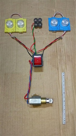 Rack and Gear Motor Generator Powering Into 4 LED Light & 4 Buzzers _ DC Motor #dcmotor #shorts