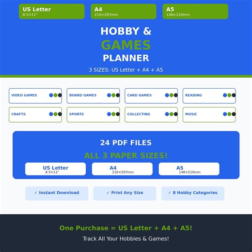 Hobby & Games Planner | US Letter, A4, A5 (24 PDF Templates) - Etsy