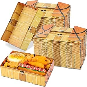 100 Pcs Basketball Paper Food Trays Ball Paper Party Bowls Sports Theme Candy Holder Tray Basketball Bowl Basketball Party Supplies Disposable Serving Tray for Basketball Sports Event Food Party Decor