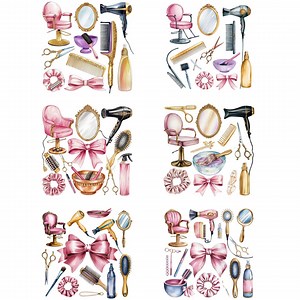 Hair Salon PNG Bundle, Beauty Salon Clipart, Hairdresser Tools Sublimation, Watercolor Hair Stylist Digital Download, Glam Salon Art - Etsy