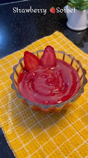 3 - ingredient Strawberry Sorbet | Strawberry Sorbet recipe #healthydessert #sorbet #easyrecipe