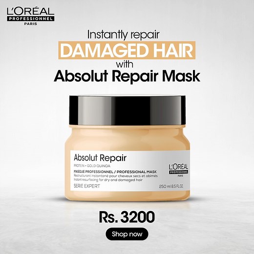 Say goodbye to dry and damaged hair! Use the Absolut Repair mask for 7X more shine and healthier looking hair. #ProfessionalHairCareWithSerieExpert #absolutrepair #lorealpro #lorealprofessionnel #haircare #repair #damage #serieexpert | L'Oréal Professionnel