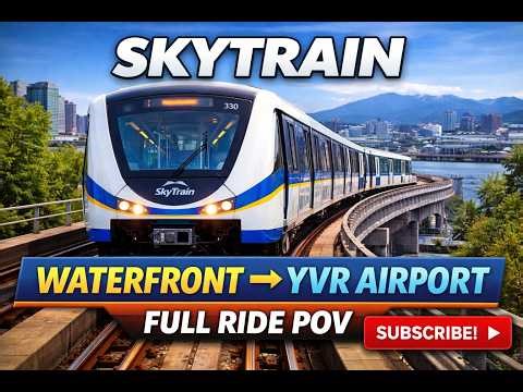 SkyTrain Front View Ride | Waterfront YVR Airport | Vancouver Canada Line Full Journey